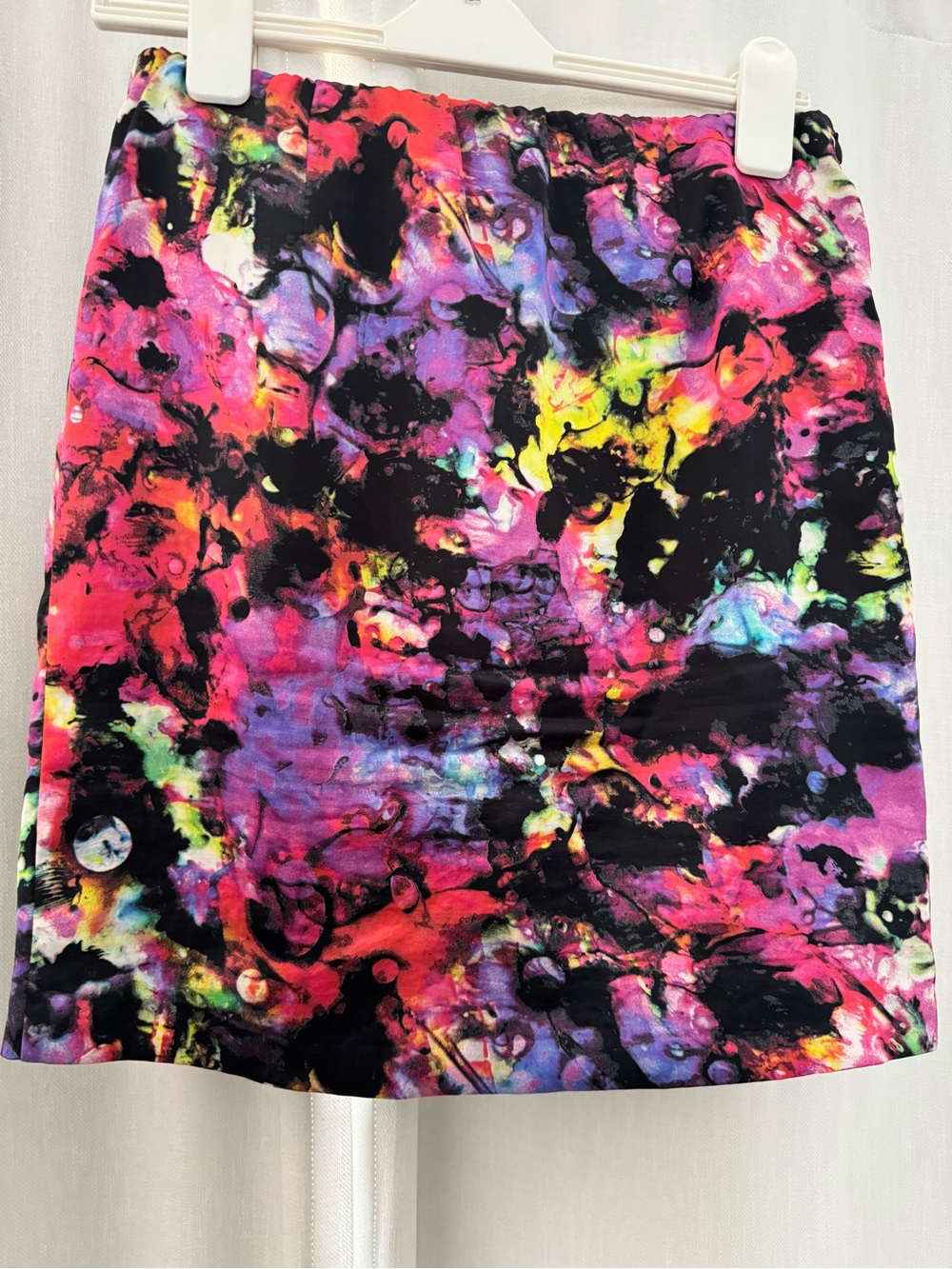 Vince Camuto Neon Abstract Print Skirt in Black, Pink, Yellow, Purple